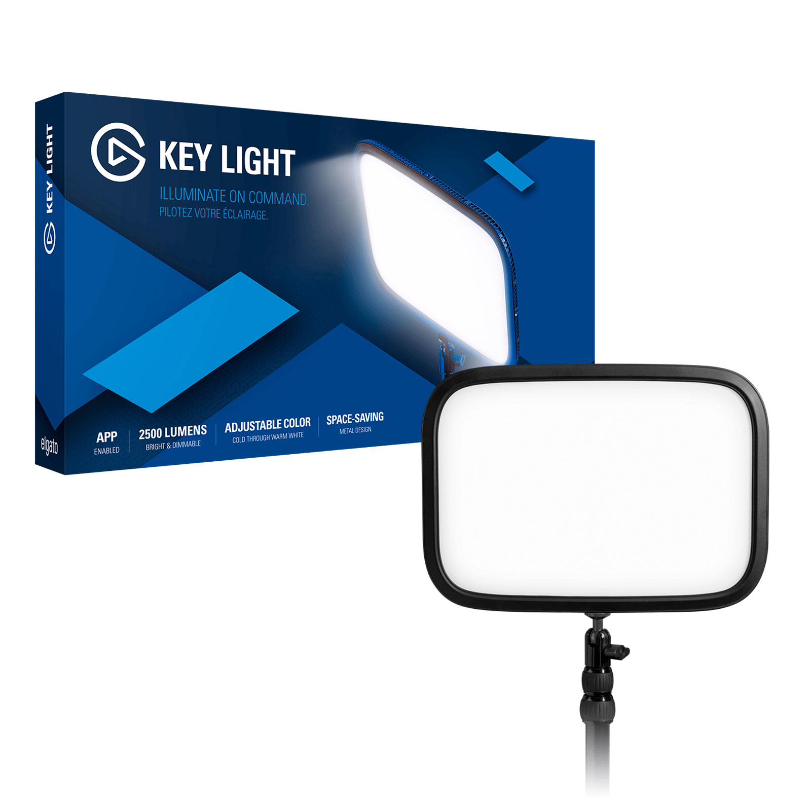 Elgato Key Light - Professional Studio LED Panel, App-controlled, 2800  Lumens, Color Temperature Adjustable, Desk Mount Included, for PC and Mac 