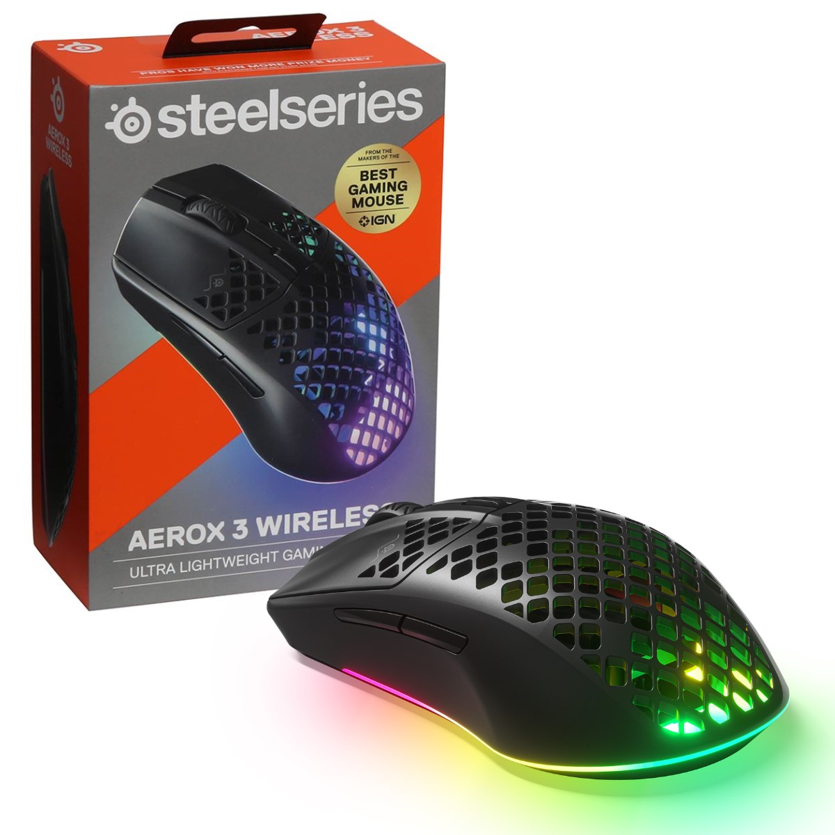 SteelSeries Aerox 3 Wireless, Bluetooth & Wired Gaming Mouse